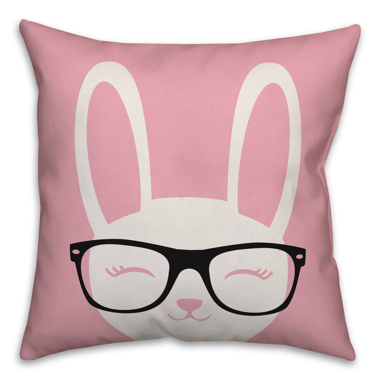 Happy Bunny with Glasses Throw Pillow